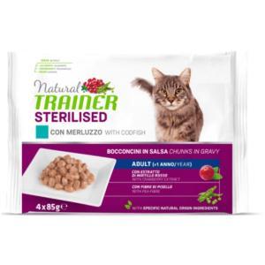 Natural  adult cat sterilised bocconcini con merluzzo flowpack 4x85 gr