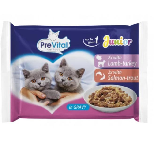 prevital-multipack-junior-cat-bocconcini-di-agnello,tacchino,salmone-e-trota-4x100gr