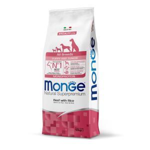 Natural superpremium all breeds dog puppy & junior monoprotein crocchette con manzo con riso 12 kg