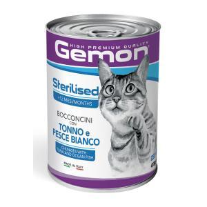 Gemon cat sterilised bocconcini con tonno e pesce bianco 415gr