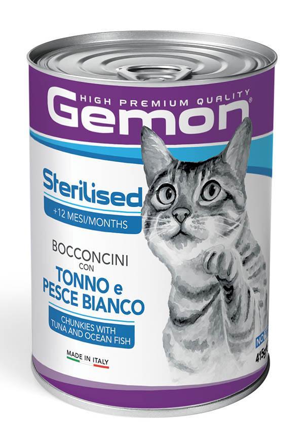 gemon-cat-sterilised-bocconcini-con-tonno-e-pesce-bianco-415gr