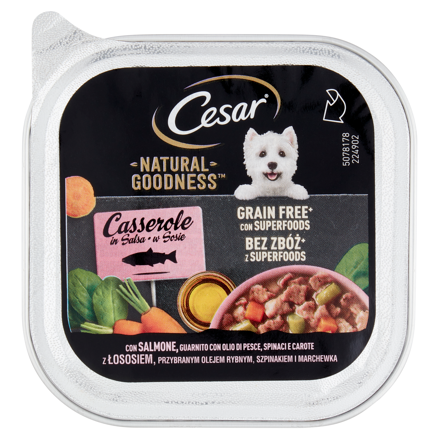 cesar-natural-goodness-casserole-con-salmone,-olio-di-pesce,-spinaci-e-carote-per-cani-100-gr