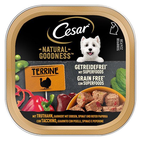 cesar-natural-goodness-terrine-con-tacchino,-piselli,spinaci-e-peperone-per-cani-100-gr